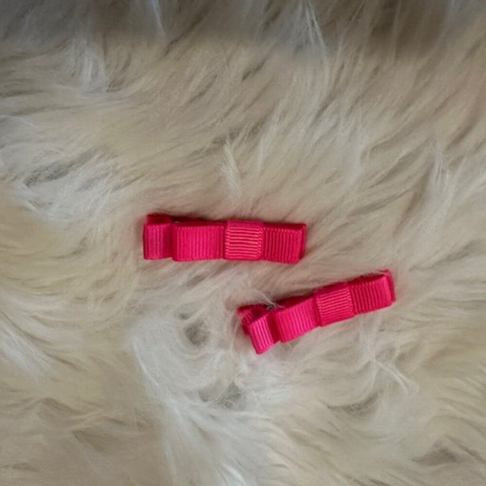 SET of 2" Neon Pink Tuxedo Bow   7772  Handmade NWT Boutique